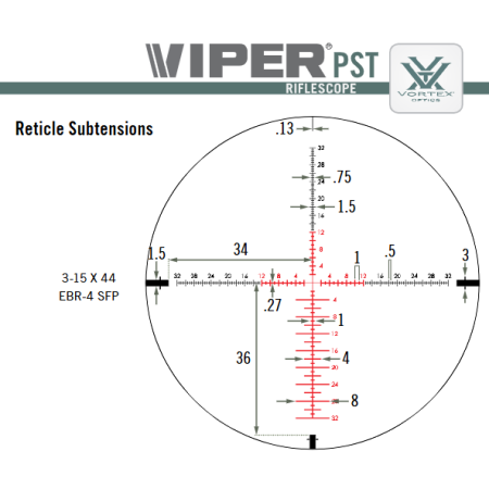 Luneta celownicza Vortex Viper PST II 3-15x44 30 mm AO EBR-4